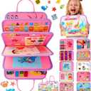 Toddler Busy Board, Montessori Toys for 1 2 3 Year Old Girl Birthday Gifts - Educational Busy Book, Kids Sensory Toy, Preschool Learning Activities and Travel Toys for Toddlers 1-3 2-4 (Mermaid - Pink)