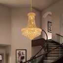 Crystal Chandeliers for Dining Room Light Fixture,Empire Style K9 Crystal Chandeliers for Entryway,12 Lights Gold Luxury Lighting Fixtures for Living Room Stairway Bedroom Foyer D22 Inch