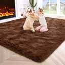 Noahas Fluffy Brown 4x6 Area Rugs for Bedroom Living Room,Thick Shag Throw Floor Carpet,Soft Shaggy Bedside Non-Slip Plush Dorm Nursery Kids Rug