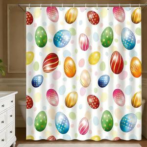 Easter Shower Curtain 72x72 inch Colorful Easter Eggs Bath Curtain Decoration with 12 Hooks Spring Bathroom Home Decor