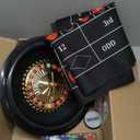 Roulette Wheel Game Set Include 16'' Black Roulette Wheel 35" x 16" Rubber Tabletop Layout Mat, 100 Chips Dealer Button Win Marker Casino Game Sets Gift Ideas(Black)