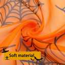 Halloween Curtains for Living Room, Orange Sheer Curtains 95 Inch Length 2 Panel Halloween Decorations for Home, Spider Web Window Drapes Decorations for Bedroom and Home Decor, 52 x 96 Inch
