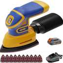 Mayoki Cordless Detail Sander Compatible with Dewalt 20v Max Battery, 1.9Amp, Dust Collector, Brushless 12,000 OPM Speed, Compact Soft Palm Grip, 10pcs Sanding Pads, 2.0Ah Charger & Battery Kit