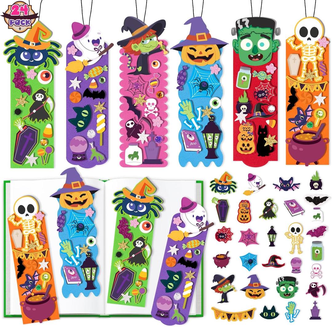 Letapapa Halloween Crafts for Kids, 24 Pack Bookmarks DIY Crafts for Kid, Halloween Party Favors Trick or Treating, Goodie Bag Gifts Toys, Classroom Prizes for Kids Art Activities
