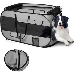 Realife Dog Enclosures Home Outdoor Fashions Portable/Collapsible/fixable, Pop Up Travel Pet Tent, 38" L x 22.5" W x 5.5" H Grey