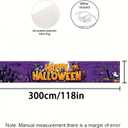 Halloween Decorations Outdoor Yard Banner Happy Halloween Purple Pumpkin Ghost Fence Banner 118x20 Inch Haunted Tree Moon Scene for Garden Porch Wall Party Decor