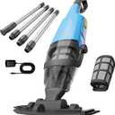 Handheld Pool Vacuum for Above Ground Pool,18GPM Powerful Suction Cordless Pool Vacuum for Inground Pools,4-Section Poles / 60Mins Runing & Lightweight Rechargeable Pool Cleaner Vacuum for Spa Hot Tub (Blue)