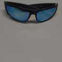 WISTON Wrap Around Sunglasses for Men Women Super Dark Blackout Sunglasses for Sensitive Eyes UV400 Protection W8005 (Glossy Frame/Blue Lens- Non Polarized)