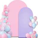Wedding Arch Backdrop Cover, 6FT 7.2FT Purple Pink Spandex Fitted Arch Backdrop Stand Set of 2 for Wedding Birthday Baby Shower Banquet Ceremony Decoration (Multicolor)