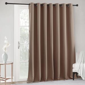 RYB HOME Hanging Room Divider - Wide Large Grommet Window Curtains for Sliding Glass Door/Doorway, Thermal Blackout Blind Sunlight/UV/Privacy Protection, Wide 100 in x Long 95 inch, Cappuccino