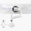 monTEK 17-57 Inch Ultrawide Monitor Arm for Up to 59.4lbs Screens, Aluminum Heavy-Duty Gas Spring Single Curved Screen Adjustable Monitor Stand,75/100mm Vesa Mount, White (without USB)