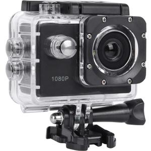 A7 Action Camera Camcorder, 1080P HD, 2.0in Screen, 30m Waterproof, 140 Wide Angle, 900mAh Battery, Black, for Outdoor Sports Cycling