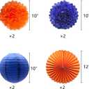 Blue Graduation Orange Party Decoration Class Banner Hanging Pom Poms Flowers High School College Grad Supplies