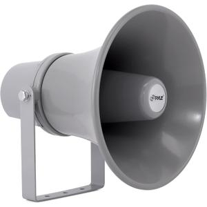 Pyle Indoor Outdoor PA Horn Speaker - 9.7 Inch 20-Watt Power Compact Loud Sound Megaphone w/ 400Hz-5KHz Frequency, 8 Ohm, 70V Transformer, Mounting For 70V Audio System - PyleHome PHSP101T (Gray)