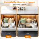 Pull Out Cabinet Organizer for Kitchen,Full Expandable Width 12"-19" Depth 16"-22" Cabinet Drawers Slide Out No Drill Adhesive,Cabinet Pull Out Shelves for Kitchen Pots Pans Spices 2Pack