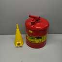 Justrite 5 Gallon Type I Red Safety Gas Can for Gasoline with Flame Arrester and Self-Closing Lid, Made in the USA, Galvanized Steel Flammable Storage Can, 7150100