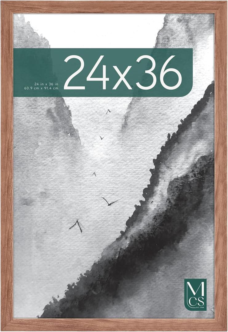 MCS Museum Poster Frame 24x36 Medium Oak, Vertical & Horizontal Wall Hanging Large Picture Frame for Photos, Posters & Art Prints (1-Pack)