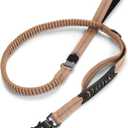TINMARDA Dog Leashes for Medium Large Dogs Heavy Duty, 4-6FT Shock Absorbing No Pull Dog Leash with Advanced Easy Metal Clip, 2 Comfortable Padded Handles (Coyote Brown)
