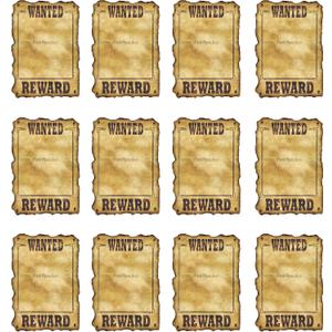 Beistle Western Wanted Signs – 12 Pack, Vintage-Style Wall Poster Decorations Slotted to Hold 8x10 Photos, Old West Party Décor for Western Themes, Cowboy Birthdays, and Saloon Events, 17” x 12”