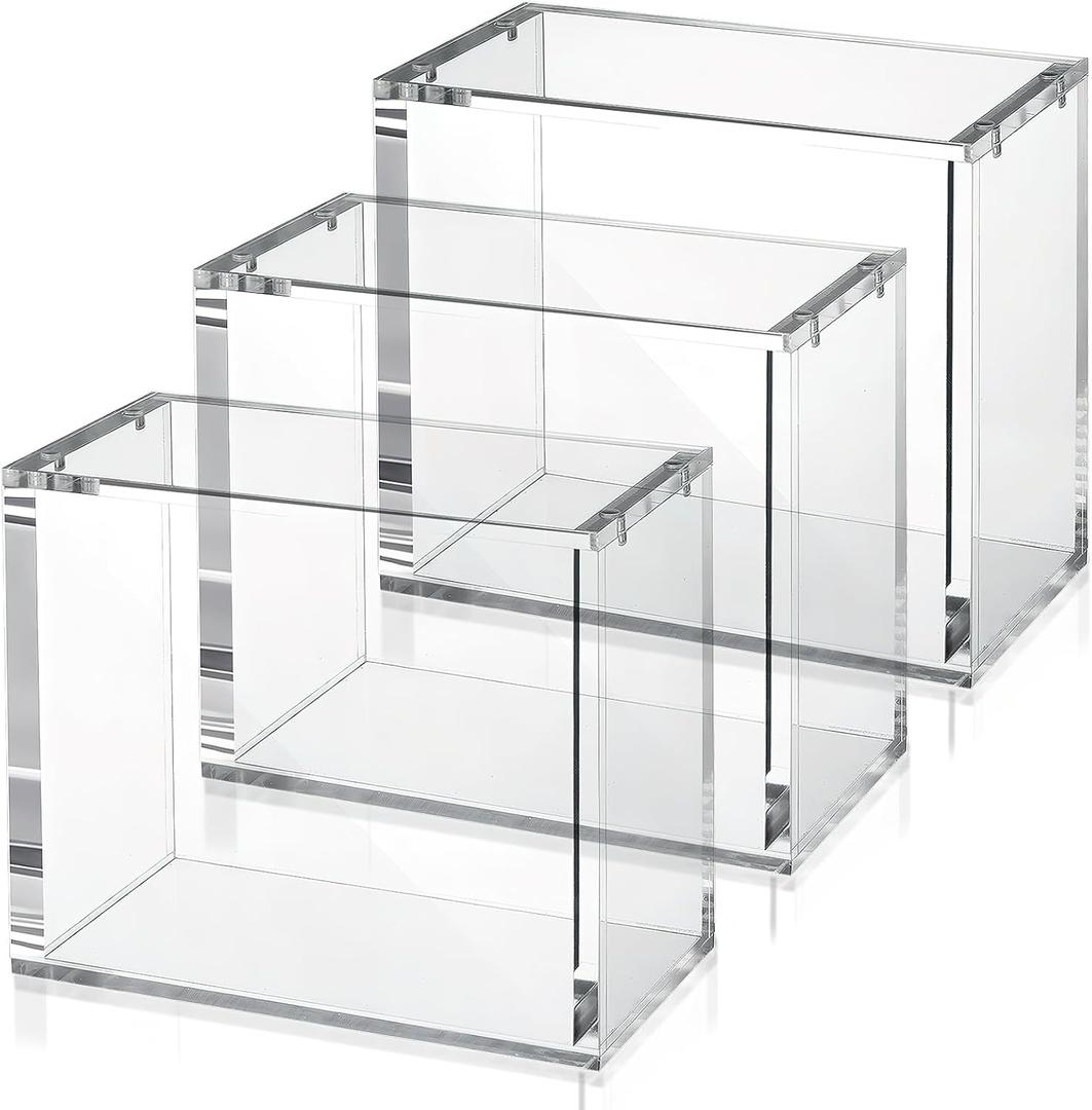3 Pack Acrylic Magnetic Case Compatible with Booster Boxes, 5mm+8mm Thick Stackable Booster Box Case Acrylic Display for PKMN, Magnetic Closure Booster Box Gifts for Cards Collectors
