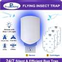 Flying Insect Trap, Plug-in UV Light for Gnats, Fruit Flies and Houseflies, Silent Sticky Catcher for Indoor Use, 1 Device & 3 Refills