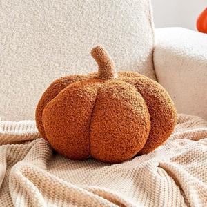 Halloween Pumpkin Pillows, Caramel Fall Decoration Pumpkin Shaped Throw Pillow, 11" Cute 3D Shaped Cushion for Sofa Couch Bedroom Autumn Thanksgiving (Large-11 Inch)