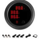 Three Display Air Pressure Gauge 232PSI LED Digital Air Ride Air Bag Suspension Press Meter 12V/24V Kit with 1/8 NPT Electrical Pressure Sensor for Air Ride Suspension Systems 2-1/16" 52mm (Red)