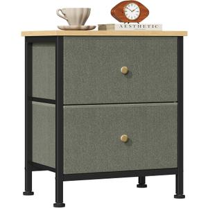 Sweetcrispy Night Stand with 2 Fabric Storage Drawers, Bedside Table, 11.8"D x 18"W x 20"H , 1 Pack
