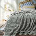 TOONOW Faux Fur Luxury Throw Blanket,Double Side Soft Fluffy Shaggy Fuzzy Blanket for Couch Sofa Bed (Glacier Gray, Throw)