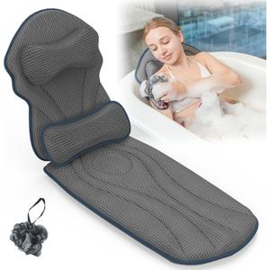 Full Body Bath Pillows for Tub Luxury Bathtub Pillow Cushion for Head,Shoulder,Back&Lumbar Support Thick Tub Pillow for Bathtub for Women Relaxing Soft 5D Air Mesh Mat 12 Non-Slip Power Suction Cups