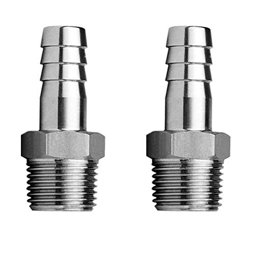 Fitvell Stainless Steel Hose Barb Fitting 3/4" Hose Barb to 1" NPT Male Thread Connector Hex Adapter Air Water Fuel (pack of 2)