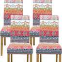 4 Pack Dining Room Chair Covers, Chair Covers for Dining Room Set of 4, Elastic Dining Chair Slipcovers, Dining Chair Slipcover, Kitchen Chair Protector Set of 4, Bohemian 2