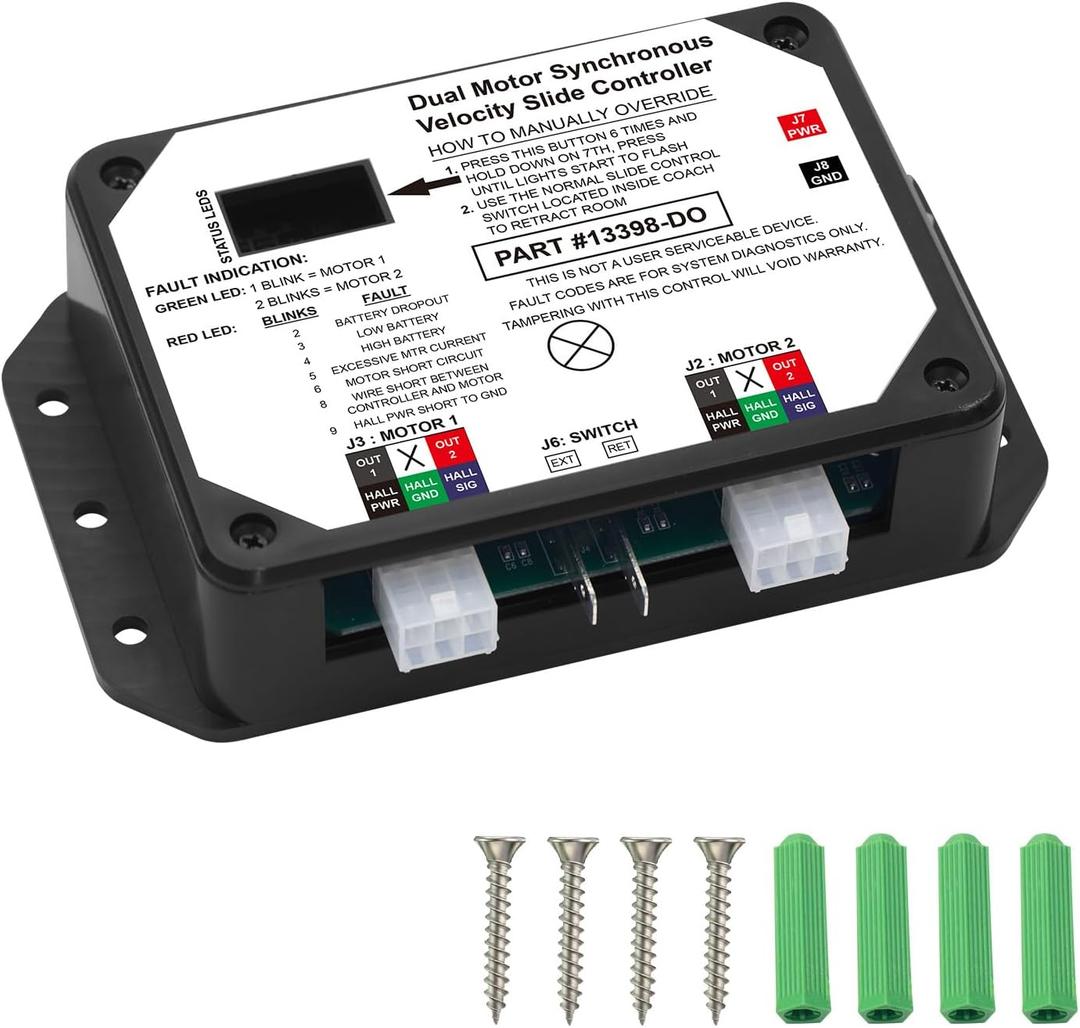 13398-D0 13398-C2 Dual Motor Synchronous Velocity Slide Controller for Lippert in-Wall Slide-Out On Rv, Controller V-Sync II Replacement Part