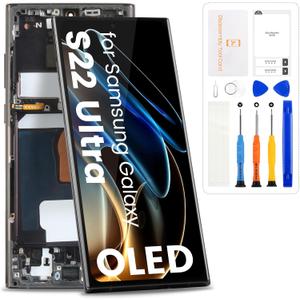 OLED for Samsung Galaxy S22 Ultra 5G Screen Replacement for Samsung S22 Ultra LCD Display SM-S908U Digitizer Touch Screen Assembly with Frame, Black (US Version)