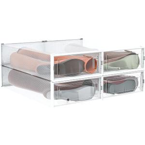 PARANTA 4-Piece Extra Large Boot and Shoe Storage Boxes, Stackable Clear Plastic Shoe Organizer, Space-Saving Shoe Boxes for Boots, Sneakers, and High Heels, Clear