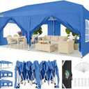 COBIZ 10x20 Pop Up Canopy Tent with 6 Sidewalls Party Tents for Parties Weddings Backyard Waterproof Canopy Outdoor Commercial Event Tent with Stakes, Ropes, Blue