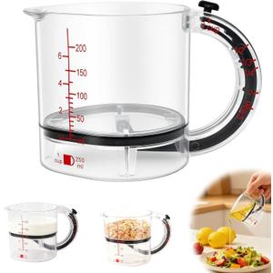 4-in-1 Adjustable Measuring Cup with Base, Multi Measurement for 1/4 to 1 Cup, ML/OZ, Scraper Base for No Waste, Dishwasher Safe