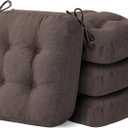 Chair Cushions for Dining Chairs, Dining Chair Cushions, Tufted Indoor Chair Pads with Ties & Non Slip Backing, Seat Cushions for Kitchen Chairs 16.5 x 16.5 x 3.5, Set of 4, Brown