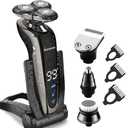 Electric Shaver Razor for Men Rechargeable 100% Waterproof Rotary for Shaving with Nose Trimmer Sideburns Trimmer Face Cleaning Brush