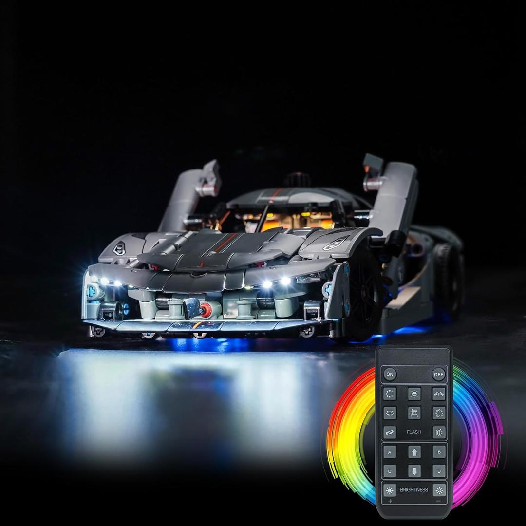 Upgraded Led Light Kit for Lego Technic Koenigsegg Jesko Absolut Grey Hypercar Building Set, RC Version Compatible with Lego 42173 (Model Not Included)