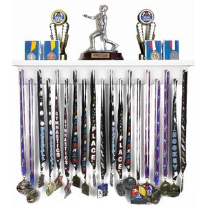 MedalAwardsRack Premier Medal Hanger Display Rack and Trophy Shelf for Gymnastics, Soccer, Basketball, Football, and More – 2, ft