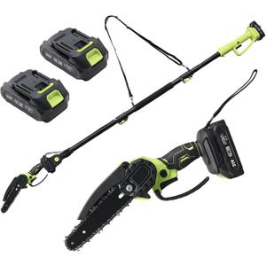 2-in-1 Electric Pole Saws for tree trimming,8 Inch Brushless Cordless Pole Saw & Mini Chainsaw with 56-74inch Extension Pole,2 batteries powered,Tree Trimmer for Wood Cutting Limb Branch Cutter Pruner