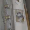 Jonsi Brushed Gold Bathroom Light Fixtures, 4-Light Brushed Gold Vanity Light, Bathroom Vanity Light with Stripe Glass Shade, E26 Wall Sconces Over Mirror for Bathroom, Living Room, Hallway (4 Light 31.1 Inch)