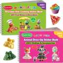 Dino Fun 2-in-1 Reusable Sticker Book for Kids Animal Dress-Up & Cooking Play, 23 Scenes, 500+ Stickers, Fun Activity Book for Toddlers Ages 3+, Removable Sticker for Boys & Girls, 8.3" x 5.7" x 0.4"