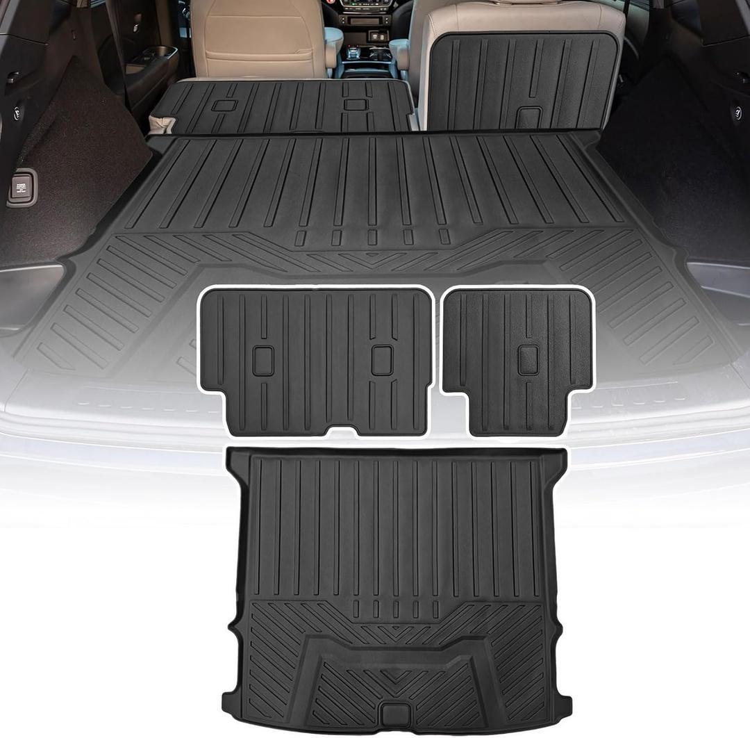 Cargo Liners Backrest Mat for Honda Passport Accessories 2019-2025 with Hook&Loop Rear Trunk Mat Rear Seat Back Cover Protector All Weather Anti-Slip Split Dog Liner 3 PCS