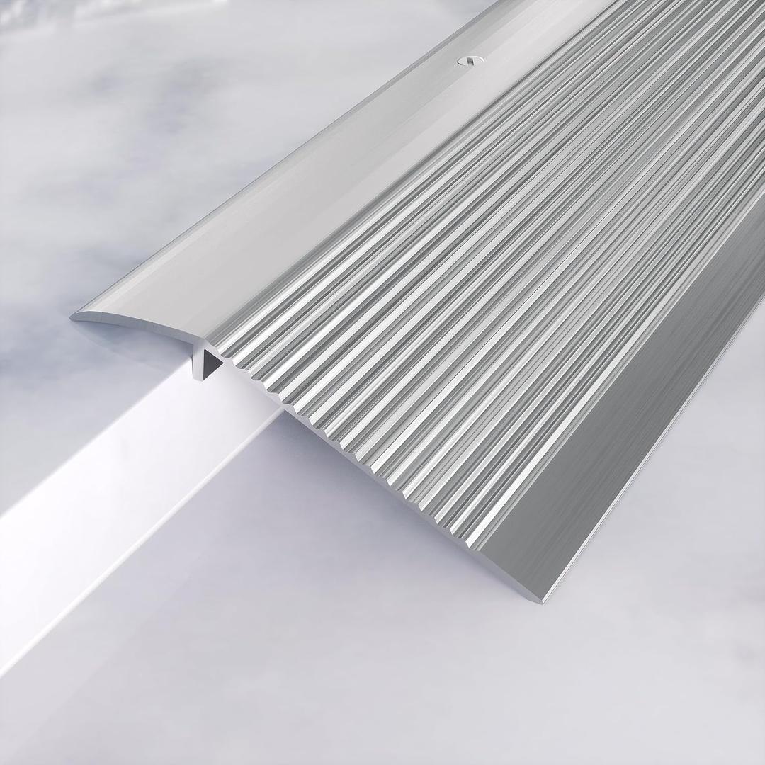 Metal Floor Transition Strip, Aluminum Threshold for Doorways, for Gap from 0.4to 1.6, for Doorways Tile Wood Vinyl Laminates, Size 36in x 4in x 1.32 in (Silver, 1pack)