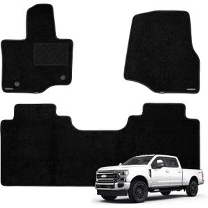 WENNEBIRD Superior Carpet Floor Mats for 2017-2026 Ford Super Duty F-250/F-350/F-450 Crew Cab (with Under-Seat Fold-Flat Storage), 0.6-Inch Ultra-Thick, Noise-Reducing, All-Weather 3-Pc Set