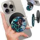 Magnetic Phone Grip for MagSafe  Magnetic Cell Phone Stand Magnet Removable Kickstand Finger Ring Holder Cute Stylish Decorative Accessories for iPhone 17/16/15/14/13/12 Series, Blue Green