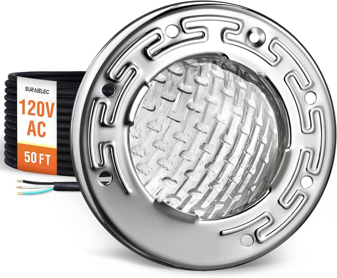 SURAIELEC 6 Inch Small LED Spa Light for Inground Pool, 120V AC 10W Underwater Pool Light, Cool White 6000K, Fits Pentair and Hayward Wet Niches, IP68 Waterproof, 50 FT Cord