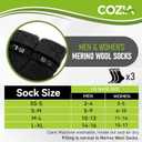 COZIA Merino Wool Socks for Men & Women Casual Warm Winter Cozy Thermal Socks (Black)
